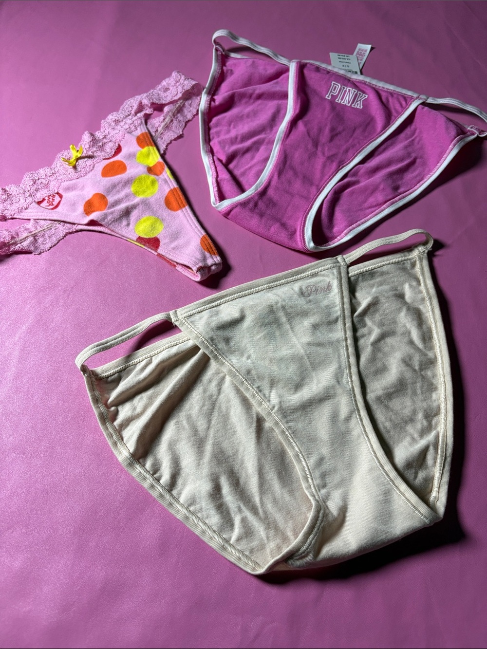 Victoria's Secret PINK Mixed Color Bikini Panty Set - Pink, Hot Pink, Cream